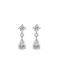 LAB. Drop Earrings with 1.00 Carat TW Pear and Round Brilliant Laboratory-Grown Diamonds in 10kt White Gold