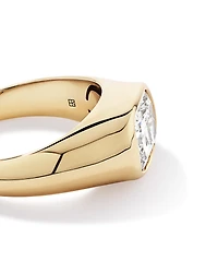 Bague en or jaune 14 carats sertie d'un diamant de laboratoire taille coussin allongé 2,00