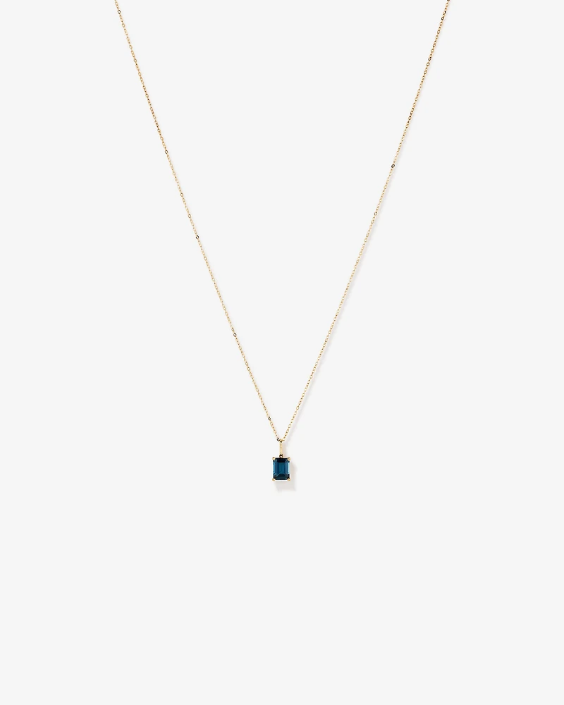 Emerald Cut London Blue Topaz Gemstone Pendant Necklace in 10kt Yellow Gold
