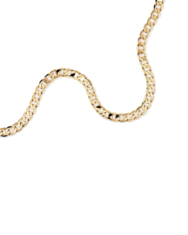 55cm (22") 13mm Width Solid Flat Bevelled Curb Chain in 10kt Yellow Gold