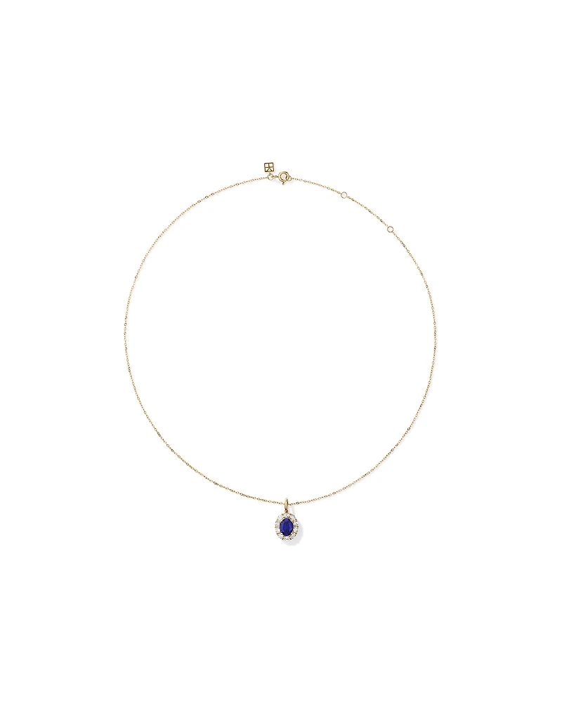 Created Sapphire & 0.47 TW Carat TW Laboratory-Grown Diamond Pendant with Chain in 10kt Gold