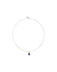 Created Sapphire & 0.47 TW Carat TW Laboratory-Grown Diamond Pendant with Chain in 10kt Gold