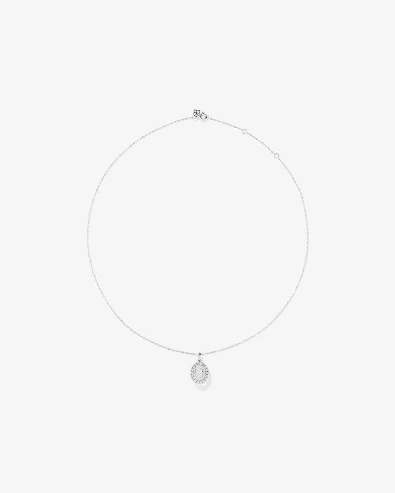 Lume Lab Oval Pendant with 1.00 Carat TW of Laboratory-Grown Diamond in 10kt White Gold
