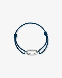 Blue Double Knotted Cord Bracelet in Sterling Silver