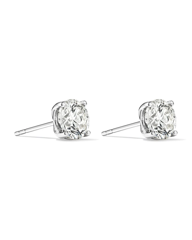 2,00 Carat TW Boucles d'oreilles puces solitaires en diamant parfaites en or blanc 18kt