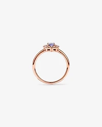 Tanzanite & 0.15TW of Diamond Halo Ring 10kt Rose Gold