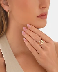 Bague à maillons ronds audacieux en or jaune 10 K