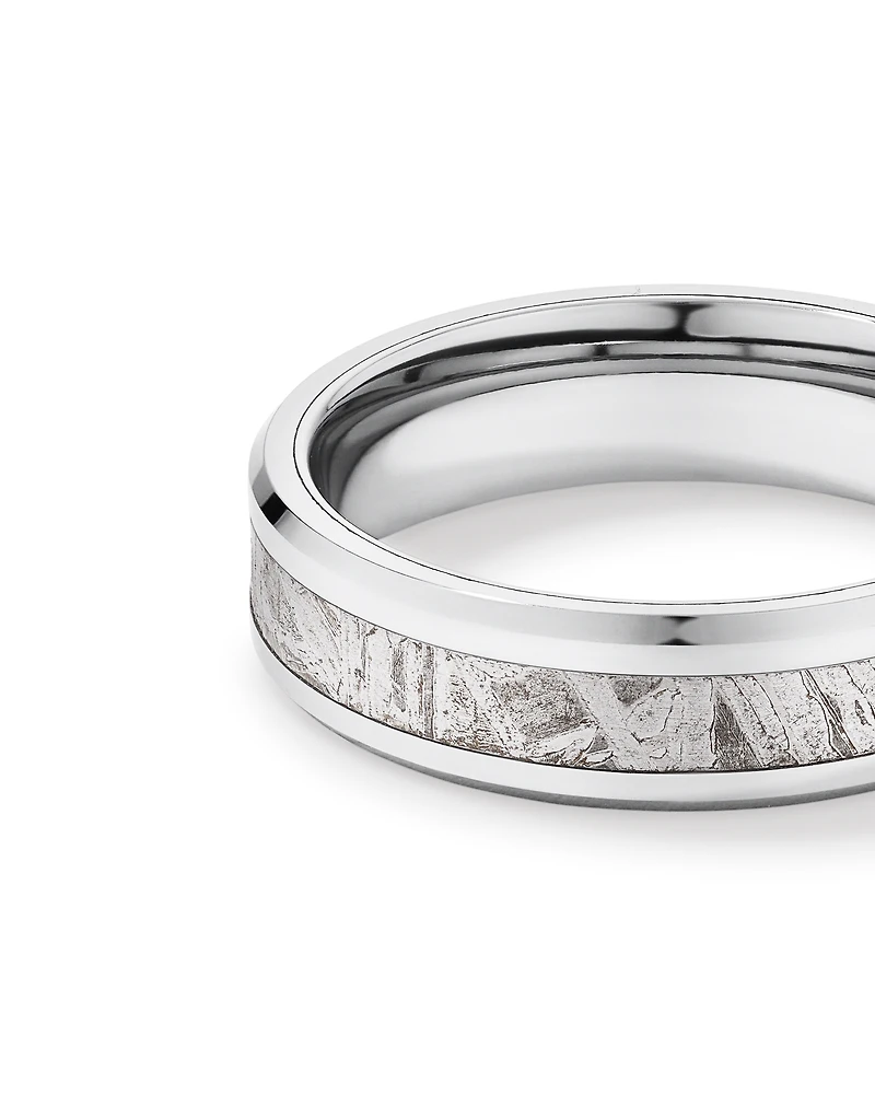 6 mm Bague de mariage en tungstène et météorite