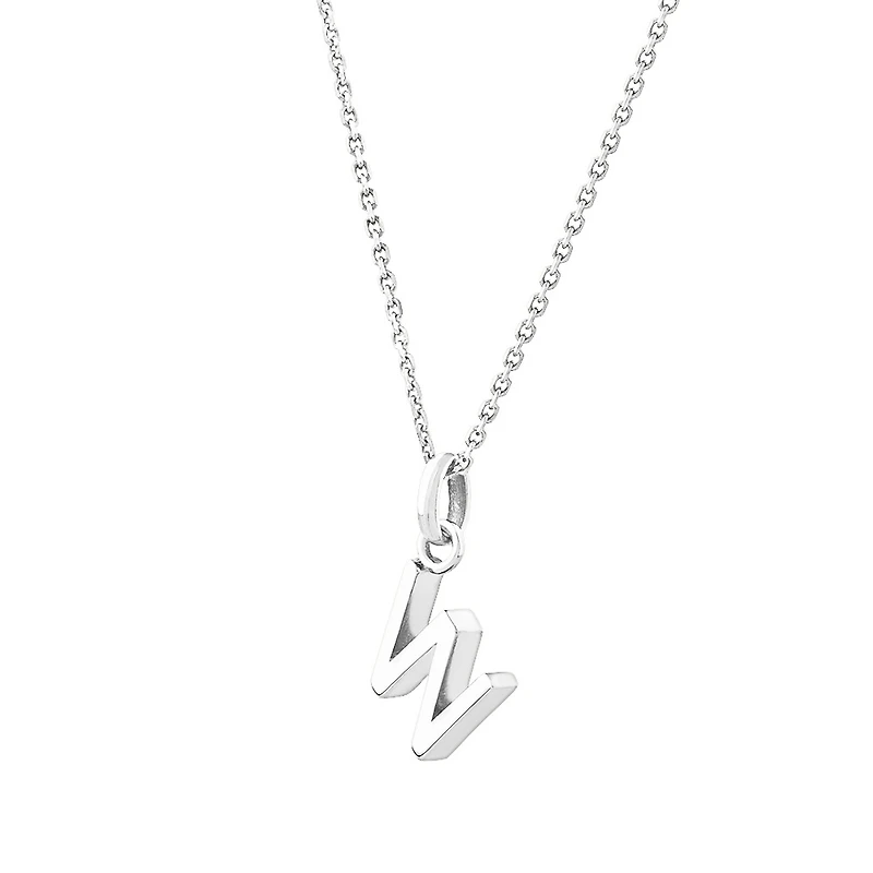 "W" Initial Pendant in Sterling Silver