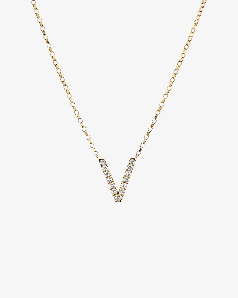 "V" Initial Necklace with 0.10 Carat TW of Diamonds in 10kt Yellow Gold