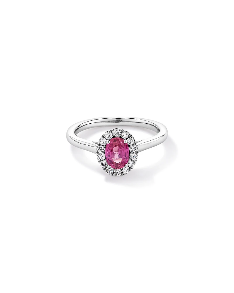 Bague ovale TW 0,25 carat en rubis et diamant en platine recyclé