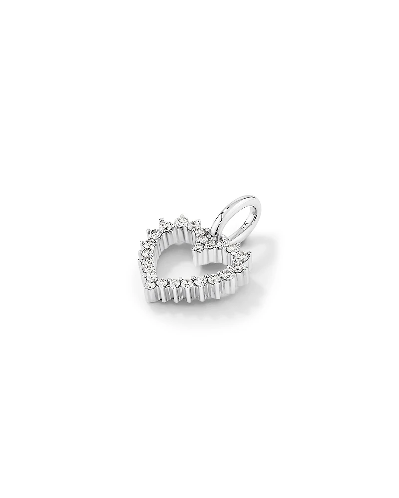 Diamond Open Love Heart Pendant in 10kt White Gold