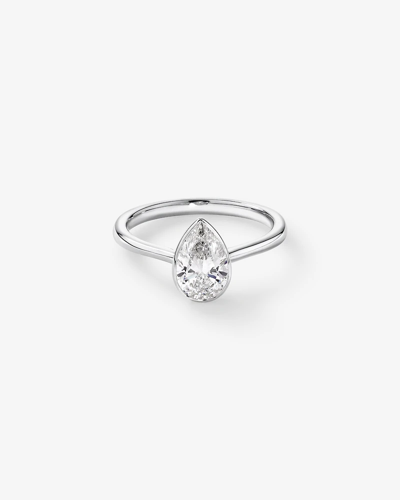 1.25 Carat TW Pear Cut Laboratory-Grown Diamond Solitaire Bezel Set Engagement Ring in 14kt White Gold