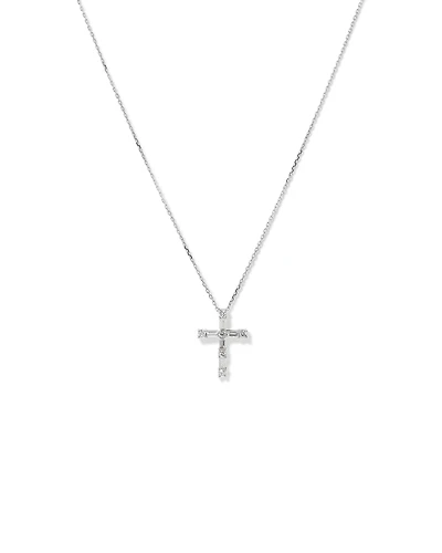 0.34 Carat TW Baguette and Round Brilliant Diamond Cross Pendant in 10kt White Gold