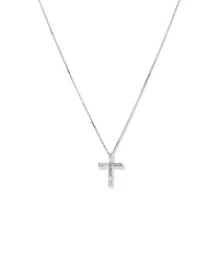 0.34 Carat TW Baguette and Round Brilliant Diamond Cross Pendant in 10kt White Gold