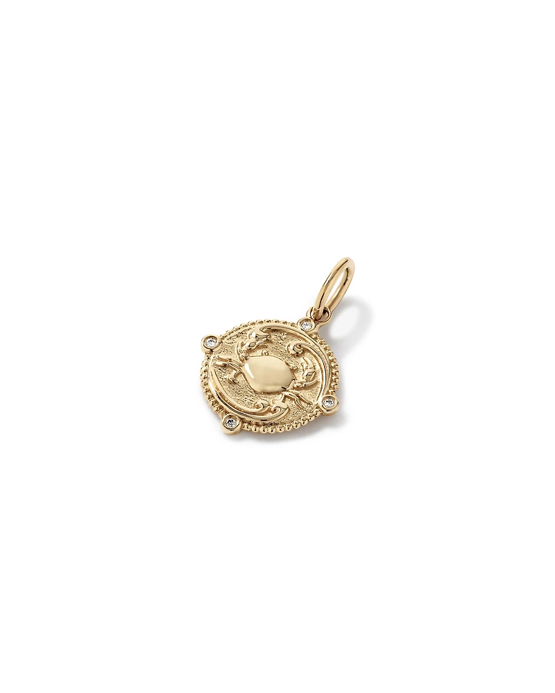 Diamond Accent Cancer Zodiac Pendant in 10kt Yellow Gold