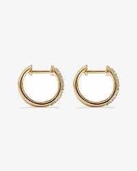 Aquamarine Huggie Hoop Earrings in 10kt Yellow Gold