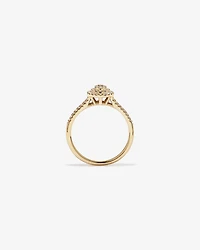 0.30 Carat TW Oval Shaped Cluster Halo Diamond Ring in 10kt Yellow Gold