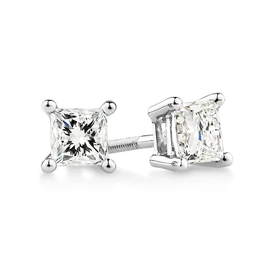 Certified Stud Earrings with 0.96 Carat TW of Diamonds in 14kt White Gold