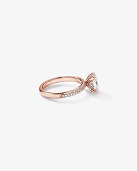 1.95 Carat TW Oval Cut Laboratory-Grown Diamond Solitaire Side Accent Engagement Ring in 14kt Rose Gold