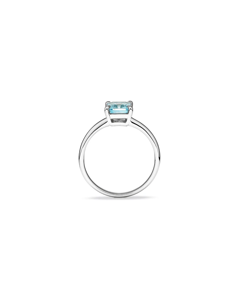 Bague en or blanc 10 K avec aigue-marine