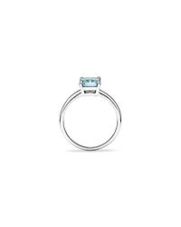 Bague en or blanc 10 K avec aigue-marine