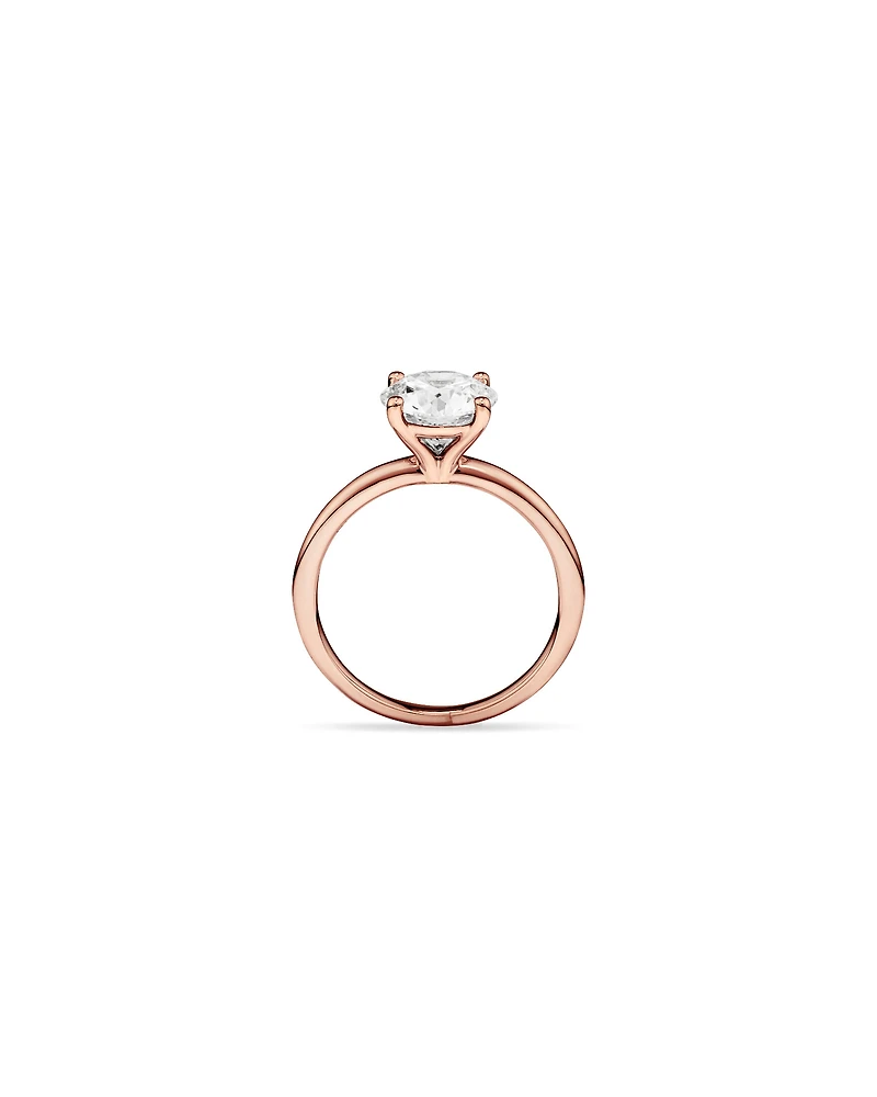Carat TW Round Brilliant Laboratory-Grown Diamond Solitaire Engagement Ring 14kt Rose Gold