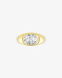 Bague de fiançailles solitaire avec diamant coussin allongé orienté Est-Ouest 4,00 carats, cultivé en laboratoire, serti clos, or jaune 14 carats