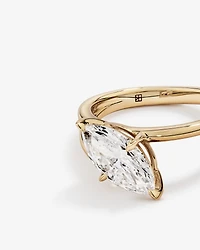 Bague de fiançailles 2,00 carats TW Est Ouest Marquise taillée en diamant à double bande cultivée laboratoire or jaune 14