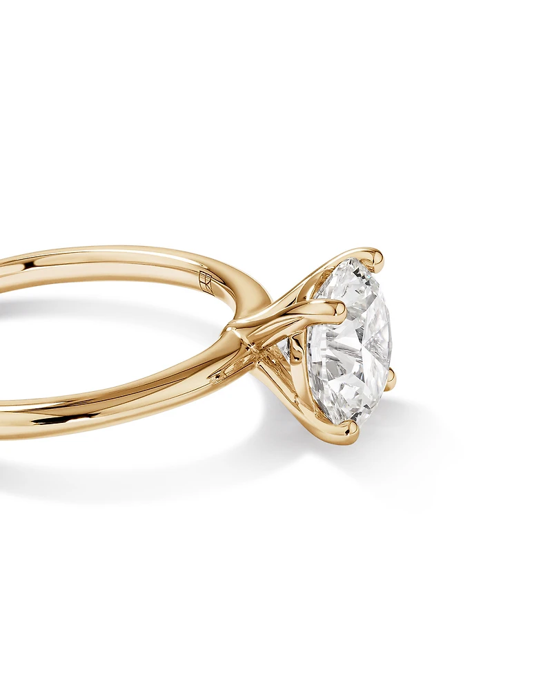 Bague de fiançailles solitaire ronde en diamant brillant de laboratoire TW de 2 carats en or jaune 14 carats