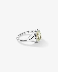 Elongated Cushion Cut Green Amethyst Ring 10kt White Gold