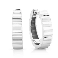 Ribbed Huggie Hoop Earrings 10kt Yellow Gold