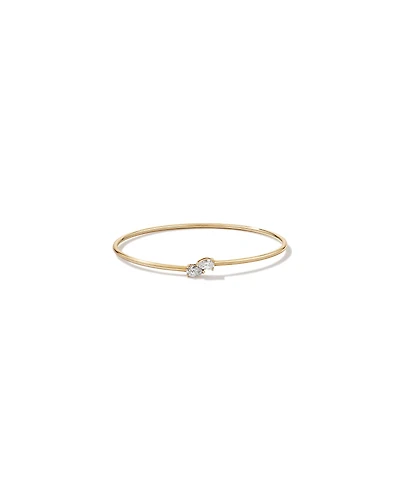 0.60 Carat TW of Laboratory-Grown Pear Cut Diamond Torque Bangle in 10kt Yellow Gold