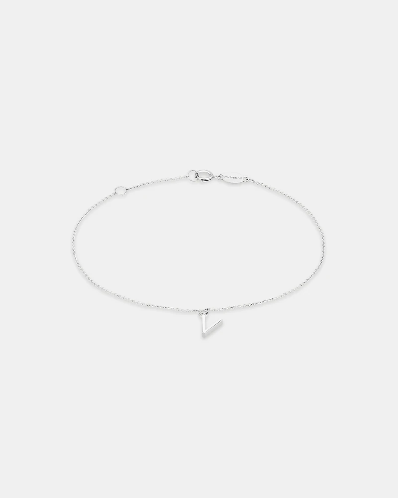 19cm (7.5") V Initial Bracelet in Sterling Silver