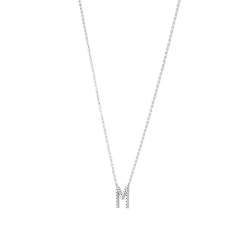 M' Initial necklace with 0.10 Carat TW of Diamonds in 10kt White Gold