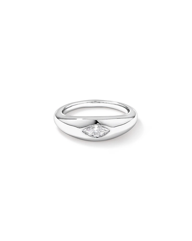 0,30 carat TW bague dôme avec diamant de laboratoire taille marquise en argent sterling