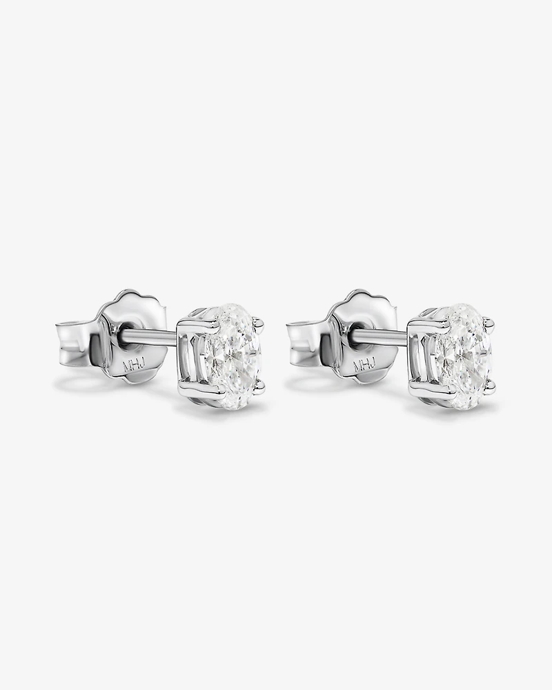 0.50TW Lab Diamond Oval Stud Earrings in Silver