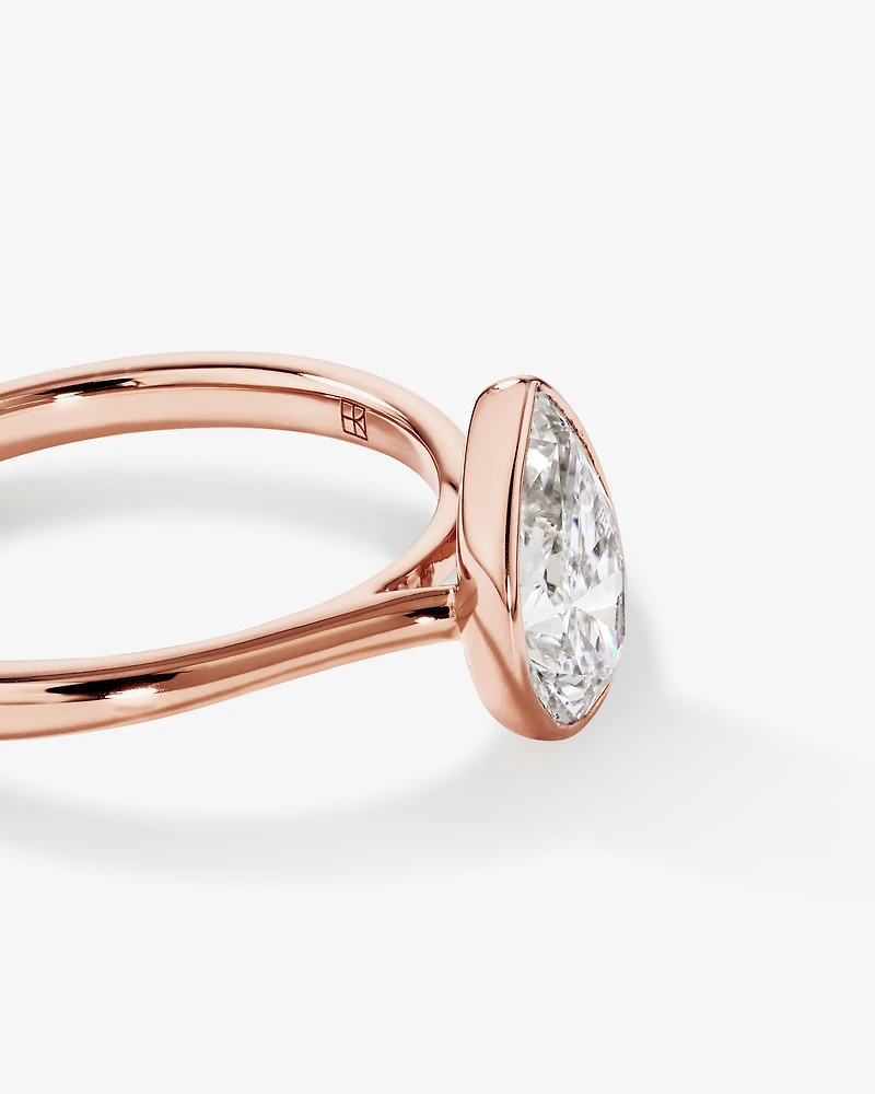 1.25 Carat TW Pear Cut Laboratory-Grown Diamond Solitaire Bezel Set Engagement Ring in 14kt Rose Gold