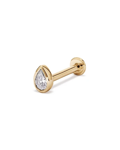 Pear Cut Helix Single Stud Earring with 0.05 Carat TW of Diamonds in 10kt Gold
