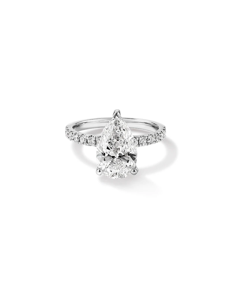 3.50 Carat TW Pear Cut Laboratory-Grown Diamond Engagement Ring in 18kt White Gold