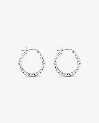 Diamond Cut Texture Hoop Earrings in Sterling Silver