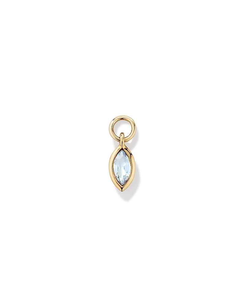 Sky Blue Topaz Single Earring Charm in 10kt Yellow Gold