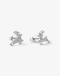 Reindeer Stud Earrings with Cubic Zirconia in Sterling Silver