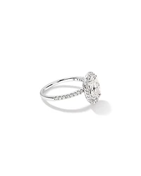 Bague de fiançailles en or blanc 14 carats avec halo de diamants taille ovale de 2,92 carats