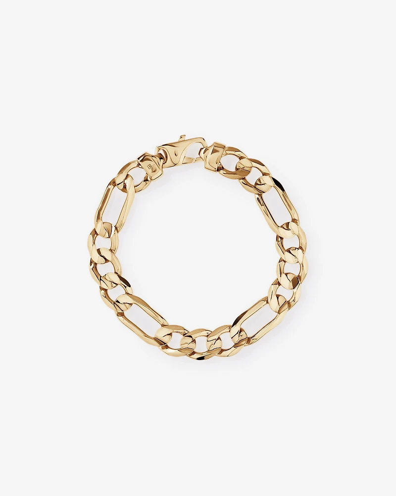23cm (22") 15mm Width Solid Figaro Bracelet in 10kt Yellow Gold