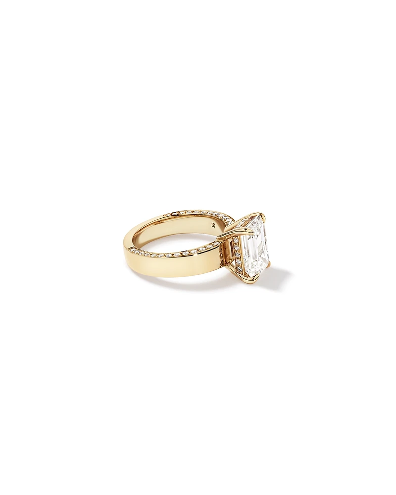 4.56 Carat TW Emerald Cut Laboratory-Grown Diamond Engagement Ring in 18kt Yellow Gold