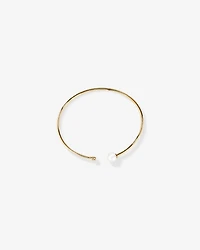 Cultured Freshwater Pearl and Diamond Torque Bangle in 10kt Yellow Gold