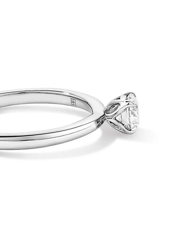 Bague solitaire ronde brillante TW 0,50 carat en platine recyclé