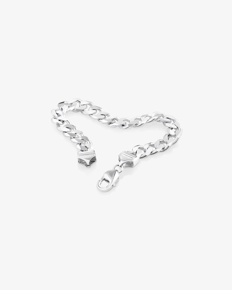 Bracelet gourmette pour homme en argent sterling de 21 cm, largeur de 9 mm