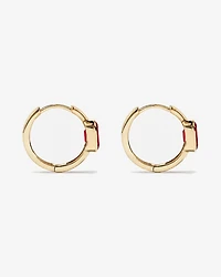 Boucles d'oreilles anneaux Rubis créé serties clos en or jaune 10 ct